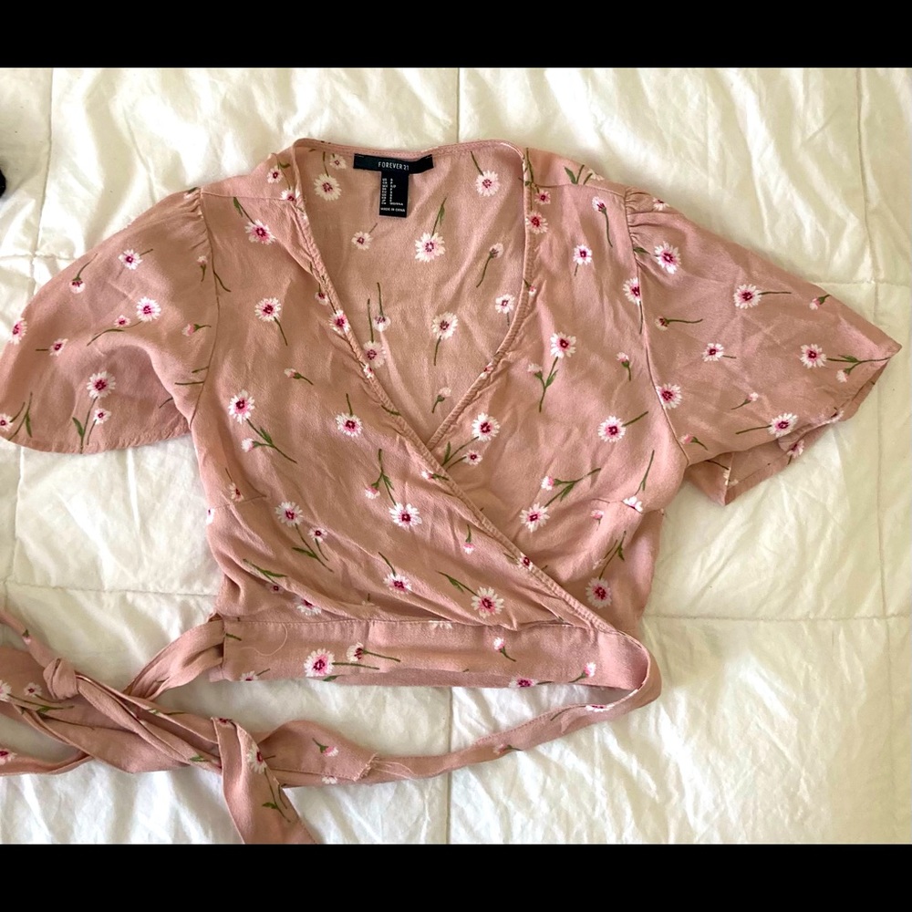 Cropped wrap blouse